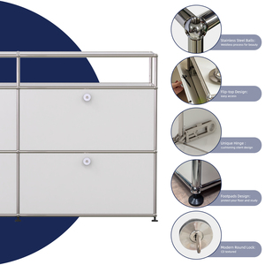 Tủ Búp Phê màu trắng sữa, Tủ Búp Phê phong cách giữa thế kỷ tối giản, đồ nội thất mô-đun đa năng, Tủ lưu trữ tùy chỉnh - Product Image 2