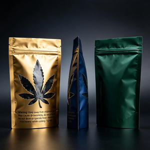 Custom Silver Mylar Security Zipper Bag <b>with</b> Hemp Leaf Shape Window Smell Proof Resealable Stand up <b>Pouch</b> for Herb Packaging - Product Image 2