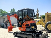 Offre Spéciale : Mini-Excavatrice sur Chenilles d'Occasion Kubota U35, Peinture d'Origine, Zéro Balancement Arrière, avec Lame Bouteur