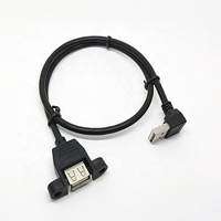 Câble d'extension USB mâle-femelle à angle gauche de 30 cm et 50 cm, à montage sur panneau, charge rapide 3A, conducteur en cuivre pur tressé, pour appareil photo et ordinateur