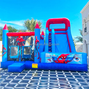 Ngoài trời vui vẻ Spider Man <span class=keywords><strong>Inflatable</strong></span> nhà bị trả lại với trượt nhà Máy Giá hupfburg thương mại inflables Para nios cho bên cho thuê - Product Image 1