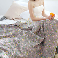 Nouvelle couverture de lit en gaze de coton pur tissée à rayures, style vintage japonais, avec dentelle florale, écologique, pour toutes les saisons, également utilisable comme serviette de climatisation