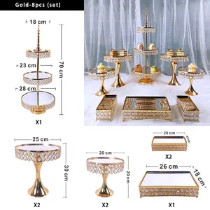 Conjunto de suporte de bolo ouro 3 tier, decoração de casamento, dourado, metal, círculo, suporte de bolo, sobremesa, mesa