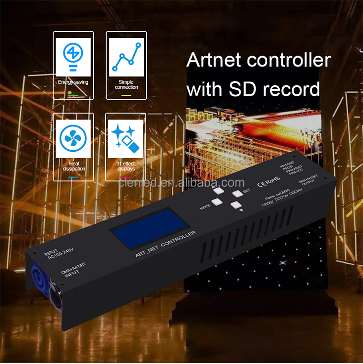 Clen Programmable LED Pixel Light Controller with Remote Control Integrated Power Supply Full Color Dimmer 2-Year Warranty