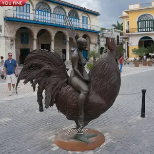 Hidup ukuran taman diukir tangan ayam dekoratif ayam patung