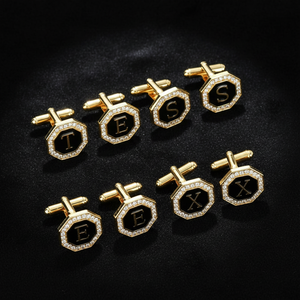 Custom Wholesale Luxury Stainless Steel a B <strong>C</strong> <strong>D</strong> <strong>E</strong> F G H I J K <strong>L</strong> M <strong>N</strong> <strong>O</strong> P Q <strong>R</strong> <strong>S</strong> <strong>T</strong> U V W X Y Z Letter Cufflinks for Men <strong>s</strong> Jewelry - Product Image 1