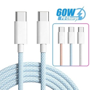 60W nylon bện USB C sạc cáp dữ liệu 3A sạc nhanh loại C sạc màu xanh xám cho Iphone 15 Android máy tính tai nghe - Product Image 1