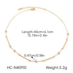 Collar de Acero Inoxidable Antideslustre, Resistente al Agua, Sin Decoloración, con Circonita Cúbica Brillante, Chapado en Oro de 18K, Accesorio Diario para Mujer - Product Image 5