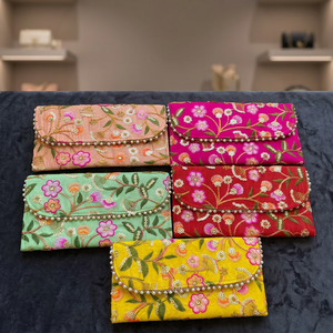 <b>Embroidered</b> Flowers Designs Suede <b>Clutch</b> <b>Bags</b> Floral Wedding Evening Handbags Purse Wristlet Pouch Favors Prom At Best Price - Product Image 3