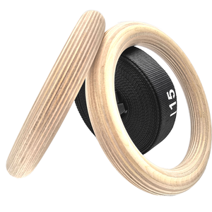 Anillo <span class=keywords><strong>de</strong></span> Gimnasia <span class=keywords><strong>de</strong></span> Madera <span class=keywords><strong>con</strong></span> Correas Ajustables para Ejercicio Físico - Product Image 4