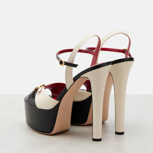 Sandales personnalisées pour femmes à boucles métalliques, plateforme haute, talons épais, avec bride de cheville et patchwork, pour l'été - Product Image 3