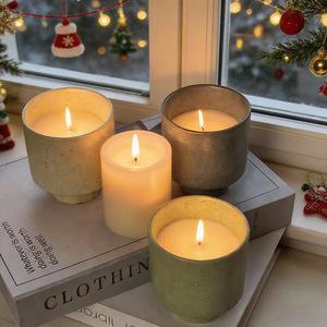 Bougies parfumées en pot en céramique mouchetée, bougies aromatiques en cire de soja naturelle, décoration de Noël pour la maison, cadeau style ferme, moucheté - Product Image 3