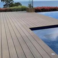 Planche de terrasse extérieure en WPC teck, grain de bois 3D, imperméable, antidérapante, revêtement composite pour jardin, patio, piscine et balcon