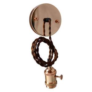 <b>Vintage</b> E27 pendant <b>lamp</b> with copper finish switch, ideal for interior decoration and creating cozy environments. - Product Image 1