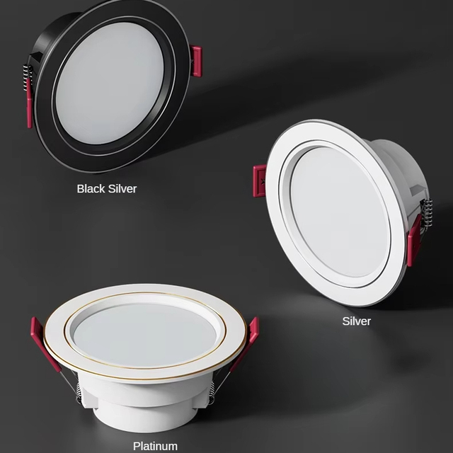 Hot Sale Indoor Decor Custom Three Color Ceiling Lamp Recessed Aluminum Indoor Dimmable Led Spot Light Downlight