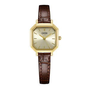 Montre polyvalente pour femmes, étanche, petit cadran carré, simple, rétro, en cuir véritable, à quartz - Product Image 6