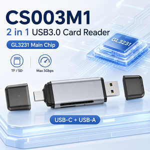 Lecteur de cartes externe USB-C et USB-A double interface 2-en-1 avec prise en charge <span class=keywords><strong>SD</strong></span>/TF/3.0 à 5 Gbit/s, boîtier en aluminium, 2 emplacements pour cartes - Product Image 5