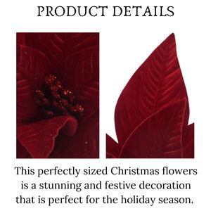 زهرة عيد الميلاد الاصطناعية زهور زهور البوانسيتيا المخملية الحمراء زهور البوانسيتيا الاصطناعية ديكورات عيد الميلاد - Product Image 3