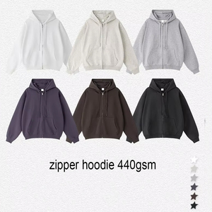 Sudadera con Capucha Juvenil Informal Holgada de Algodón Puro 440G, Marca Personalizada W24118, Otoño 2025, con Cremallera, ODM - Product Image 4