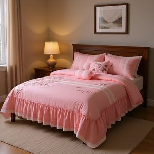 Juego de Edredón Queen Size Antonieta con Bordado Floral, 7 Piezas, Ropa de Cama para el Hogar, Poliéster y Algodón, Estilo Princesa, para Todas las Temporadas - Product Image 2