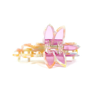 Pince à cheveux unisexe personnalisée, motif fée fleur rose, avec strass incrustés, en acétate/acrylique, vente en gros, accessoire capillaire personnalisé - Product Image 4