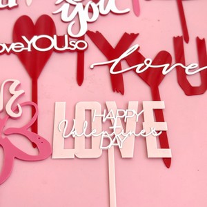 Décoration de gâteau <span class=keywords><strong>en</strong></span> forme de cœur « Je t'aime » <span class=keywords><strong>en</strong></span> acrylique pour la Saint-Valentin, idée cadeau pour la pâtisserie moderne - Product Image 1