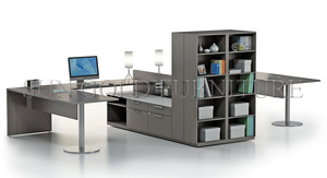 Bureau de direction en L avec étagère intégrée et meuble de rangement ouvert pour bureau de direction, <span class=keywords><strong>projet</strong></span> commercial, vente en gros - Product Image 2