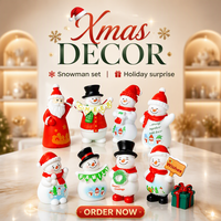 Figurines de bonhomme de neige de Noël, bannière de vœux, panneau de vœux, couronne, décoration de gâteau de Noël en résine, centre de table, cadeau de fête de Noël
