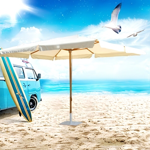 <span class=keywords><strong>Sombrilla</strong></span> de playa de alta gama con poste central de <span class=keywords><strong>madera</strong></span> y 8 varillas, mango largo, para patio y publicidad, mobiliario de exterior - Product Image 1