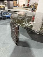 Plateau de table basse en résine marbrée avec pieds en marbre, design rond, dessus de table en marbre pour salon