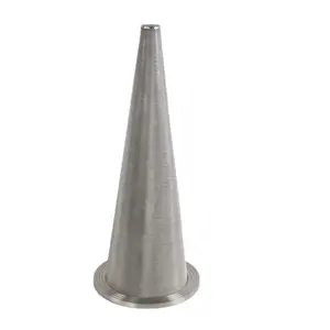 Cono de filtro de malla de alambre tejido holandés LIANDA con soporte de lámina de metal perforado y cartucho de filtro de metal con brida