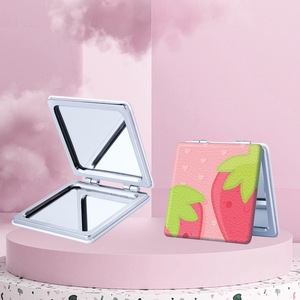 <span class=keywords><strong>Espejo</strong></span> de Maquillaje Plegable Cuadrado de Doble Cara <span class=keywords><strong>con</strong></span> Diseño Personalizado, Lindo <span class=keywords><strong>Espejo</strong></span> de Bolsillo Portátil <span class=keywords><strong>con</strong></span> Diseño de Fresa y Cereza para Mujer, Regalo - Product Image 2