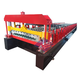 Contrôle automatique PLC 1200mm Largeur d'alimentation Tôle de toiture en acier coloré Machine Roulement de vitesse Moteur à noyau Inclus - Product Image 1