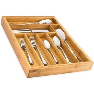 Organizador de cajones expandible de bambú con 7/9 ranuras para cuchillos y cubiertos, organizador de gabinetes de cocina - Product Image 2