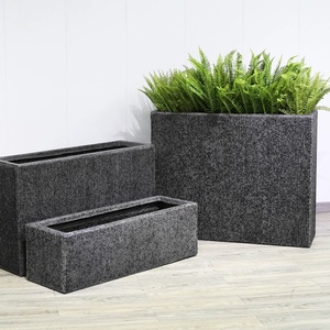 Maceta Moderna de Fibra de Vidrio Acanalado, Maceta Rectangular Grande de Resina para Jardín, para Exteriores - Product Image 1