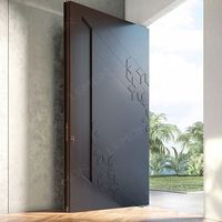 Pintu Masuk Depan Rumah Modern dari Aluminium Eksterior dengan Sistem Pivot Keamanan, Lapisan Hitam Mengkilap, Kustom Pabrik Oman