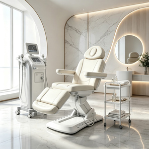 Sillón de Tratamiento Cosmetológico Eléctrico Ajustable Moderno con Luz Ambiental LED, Base de Cuero PU, Cama para Tatuajes y Pestañas, Cama Facial - Product Image 1