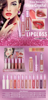 Gloss à lèvres brillant cristallin Kiss Beauty 5 ml, vente en gros, OEM, étiquette privée personnalisée, maquillage cosmétique, gloss à lèvres pailleté