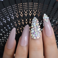 Faux ongles pour bijoux de mariée, 24 pointes, longs et brillantes avec des strass scintillants, pré-dessiné, fait à la main, personnalisés