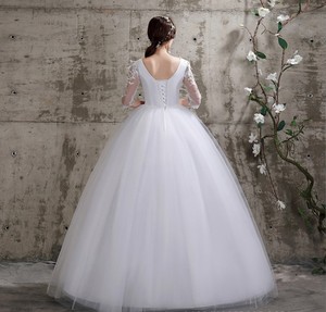 2022 Suministro de fábrica Barato Nuevo diseño Cuello en V Hasta el suelo Encaje Novias Vestido de <span class=keywords><strong>novia</strong></span> - Product Image 3