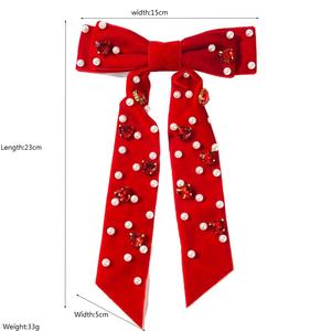 Nouvelle Arrivée Pince à Cheveux à Plusieurs Niveaux en Tissu Velours avec Incrustation de Diamants en Forme de Cœur et Nœud Papillon, Accessoires pour Cheveux pour Filles et Femmes - Product Image 5