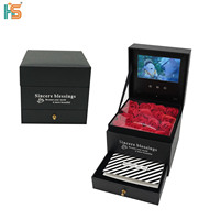 Boîte rigide de luxe avec écran LCD de 4,3 pouces pour l'emballage de bijoux et de montres, avec laminage mat, gaufrage, boîte cadeau vidéo personnalisée avec tiroir