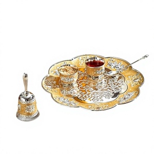 Elegante Juego de Thali de Metal con Tazón, Campana, Cuchara, Porta Incienso, Caja Roja, Uso Religioso, Duradero - Product Image 1