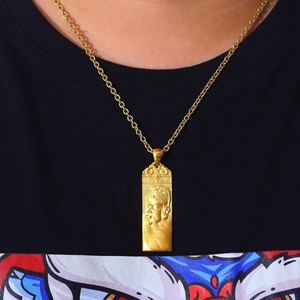 Colgantes Personalizados de Plata de Ley 925 con Grabado para Hombre, Diseño de Tallado de Figuras, Colgante Rectangular de Guan <span class=keywords><strong>Yu</strong></span> Chapado en Oro - Product Image 6