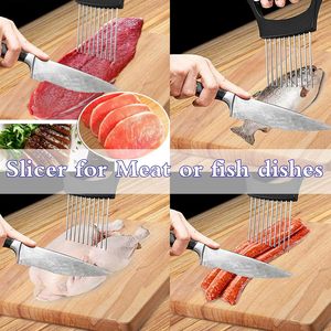 <b>Kitchen</b> Tools Gadgets 2025 Stainless Steel Innovation Plastic Easy Cut Vegetable Slicer Cutter Meat Needle Onion Holder Fork - Product Image 4