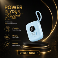 Power Bank 10000mAh Kabel Terintegrasi USB/Type-C Pengisian Cepat Portabel 22.5W Layar Digital Plastik 2-in-1 Pengisi Daya Cepat Lithium