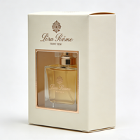 Boîte d'emballage de parfum en papier rigide avec fenêtre transparente et impression UV dorée