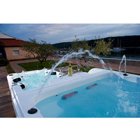 Piscine Spa Sunrans 8M Moderne à Contrôle Balboa Double Zone, Autoportante Extérieure, pour Exercice Sans Fin, Capacité 10 Personnes, Idéale pour Villa