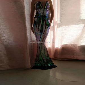 فستان نسائي لامع لحفلات المغنيات, فستان نسائي لامع لحفلات المغنيات مصنوع من أحجار الراين ، فستان حفلات مسائية لحفلات التخرج وأعياد الميلاد - Product Image 6