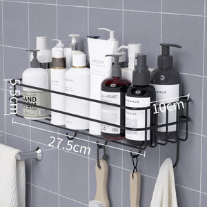 Estante de Baño Montado en la <span class=keywords><strong>Pared</strong></span> con Ganchos - Cesta Metálica para Ducha, Toallero para Artículos de Aseo, Jabón y Herramientas de Limpieza en el Baño o Dormitorio - Product Image 6